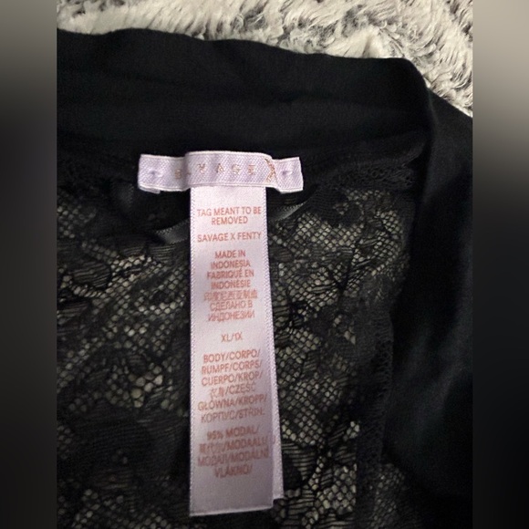 SAVAGE x FENTY // black lace racer back cut out long silky robe - Picture 5 of 7